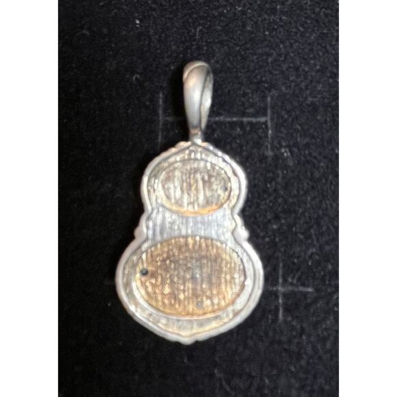 Vintage Abalone Shell Pendant Double Oval Design Rope Edge Boho Southwest Look - Picture 3 of 5